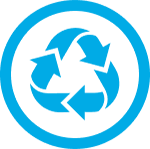 Icon of three recycling arrows symbolizing sustainable innovation in thermal insulation.